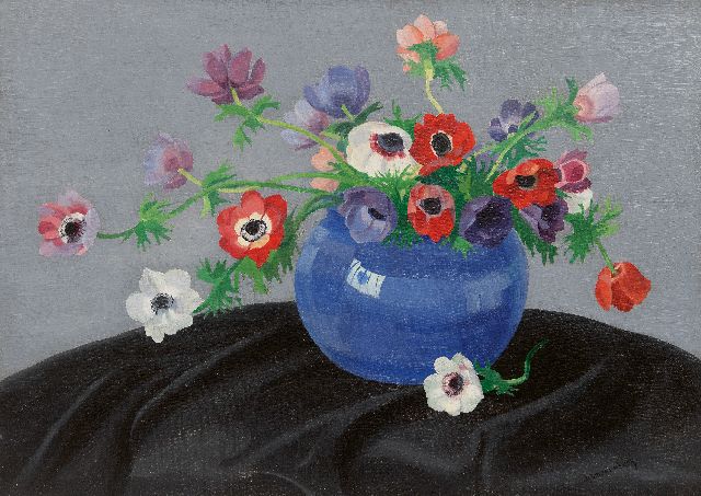 Smorenberg D.  | Anemones in a Vase, oil on canvas 50.0 x 70.2 cm, signed l.r.