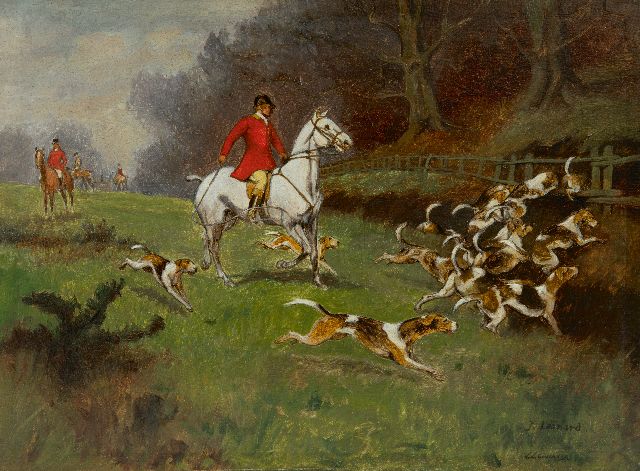 Leonard J.  | Fox hunt, oil on panel 24.1 x 32.6 cm, signed l.r.