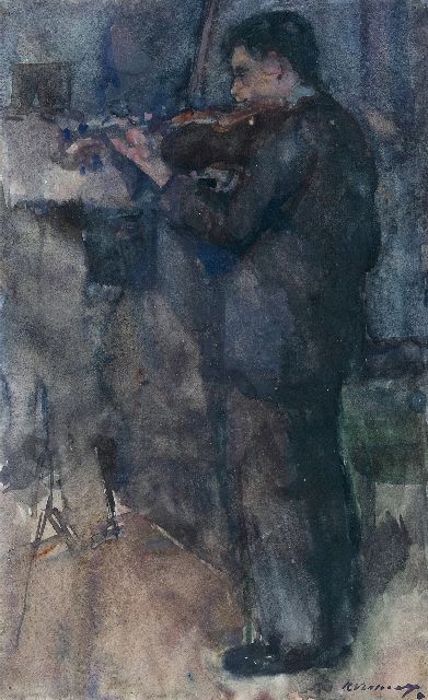 Kees Verwey | A musical break, watercolour on paper, 33.0 x 20.5 cm, signed l.r.