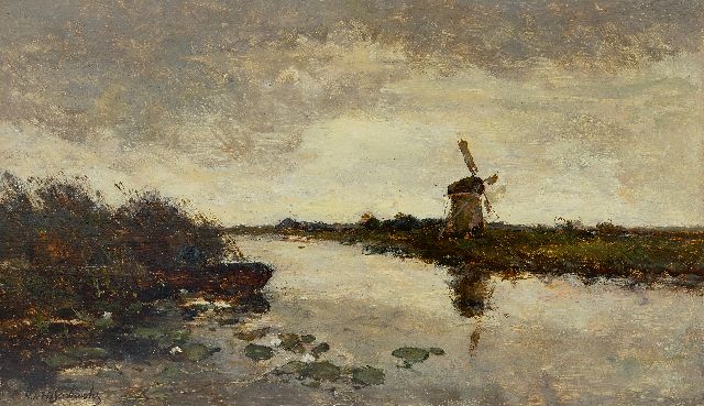 Weissenbruch H.J.  | At the Nieuwkoopse Plassen, oil on panel 29.5 x 50.1 cm, signed l.l.