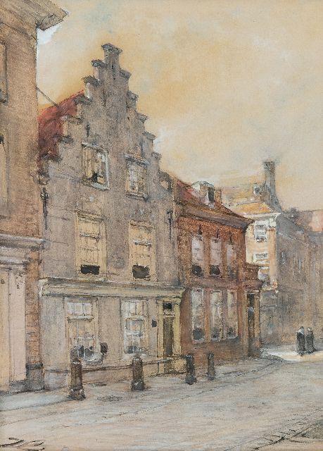 Johannes Bosboom | A view of the 'Huis der Samenkomsten van de Doopsgezinden' in The Hague, watercolour on paper, 30.9 x 22.7 cm, signed l.l. with initials