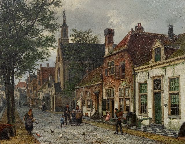 Willem Koekkoek | View in a Dutch town, oil on canvas, 54.6 x 69.9 cm, signed l.r.