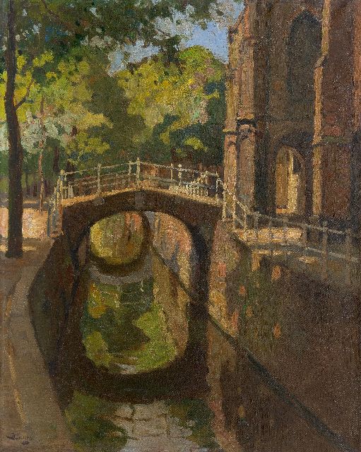 Ben Viegers | The Bartholomeusbrug in Delft in summer, oil on canvas, 50.2 x 40.3 cm, signed l.l.