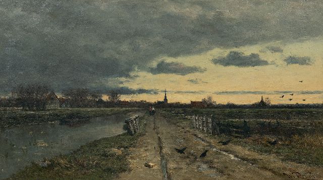 Willem Roelofs | Landscape with an emerging storm, oil on canvas, 56.0 x 95.8 cm, signed l.r.