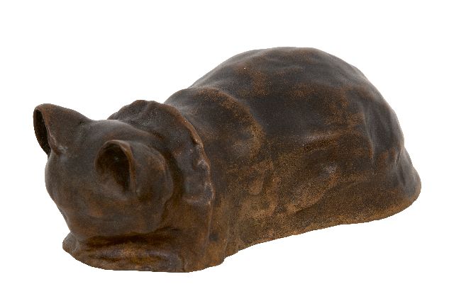 Eugenia Zink Everett | Purring cat, bronze, 9.0 x 20.0 cm, signed underside and dated 1937
