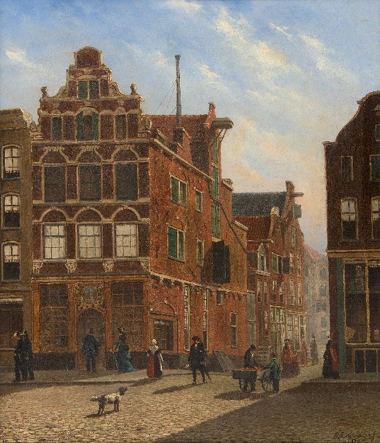 Oene Romkes de Jongh | View in a Dutch town, oil on canvas, 54.0 x 44.0 cm, signed l.r. and dated 1876