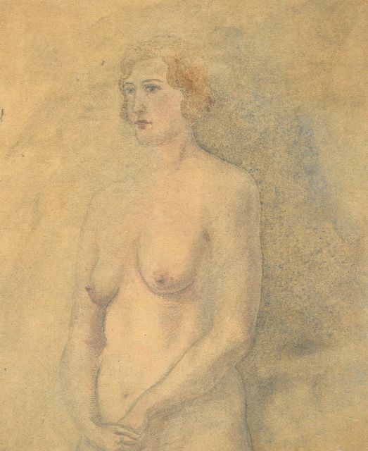 Gabriel van Schnell | Study of a standing female nude, ink on paper, 27.7 x 28.5 cm, zonder lijst