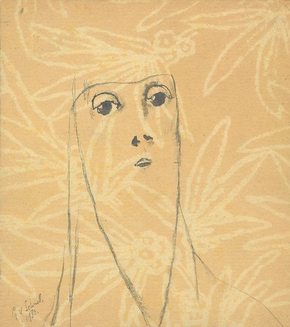 Gabriel van Schnell | Face with down point, watercolour on paper, 17.3 x 15.5 cm, signed l.l. and dated 1930, without frame