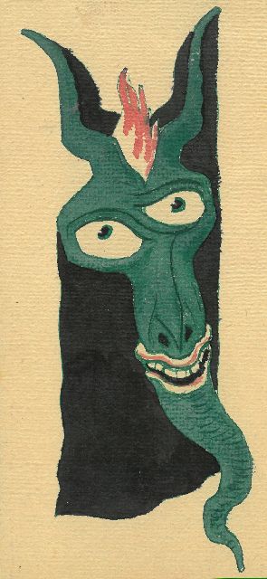 Gabriel van Schnell | Figure Grotesque II, ink and watercolour on paper, 19.0 x 8.8 cm, without frame