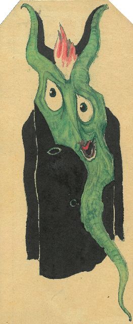 Gabriel van Schnell | Figure Grotesque III, ink and watercolour on paper, 18.7 x 7.7 cm, without frame