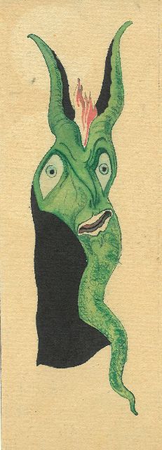 Gabriel van Schnell | Figure Grotesque IV, ink and watercolour on paper, 22.0 x 8.0 cm, without frame