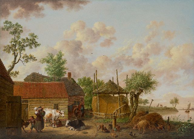 Isaac Ouwater | Farmyard, oil on panel, 42.8 x 60.2 cm, signed l.r.