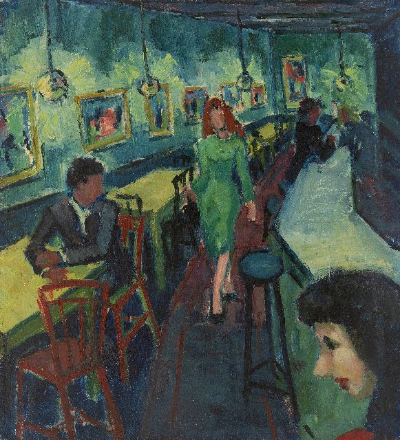 Goené M.A.G.  | Café in Paris, oil on canvas 45.3 x 40.2 cm, signed l.r. with initials and painted in 1957