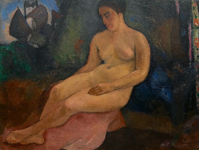 Paerels W.A.  | Seated nude in a landscape, oil on canvas 104.3 x 138.2 cm, signed l.r.