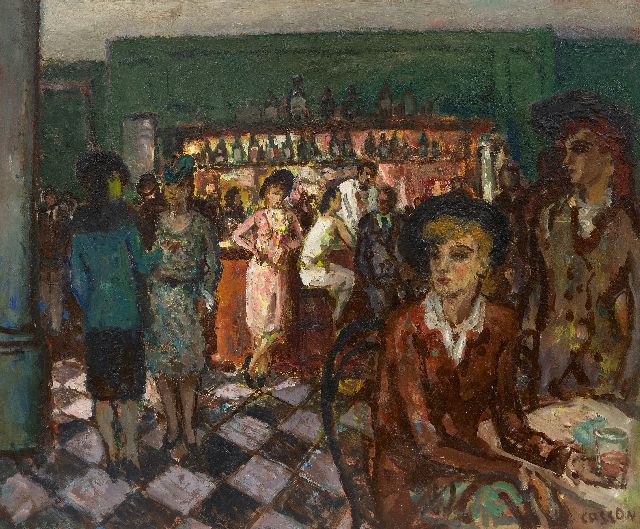 Marcel Cosson | In the café, oil on board, 38.0 x 45.8 cm, signed l.r.