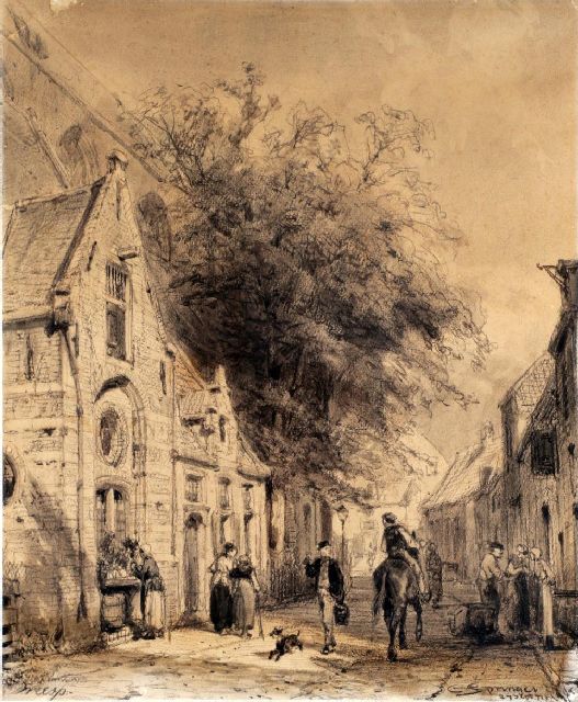 Springer C.  | The chapel of the church in Weesp, graphite and ink on paper 47.8 x 40.2 cm, signed l.r. and dated 27 Sept. '77