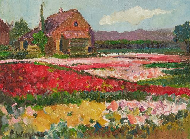 Wiegman P.J.M.  | Bulb fields, oil on board 29.4 x 39.3 cm, signed l.l.