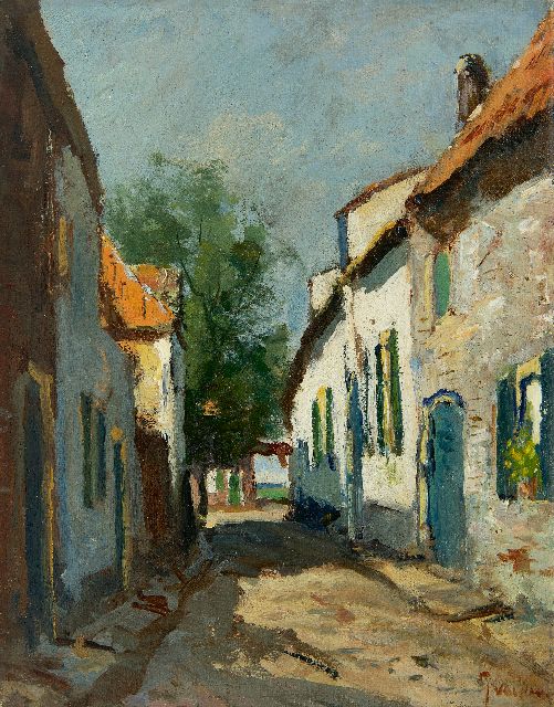 Vuuren J. van | Village street, oil on canvas 25.5 x 20.1 cm, signed l.r.