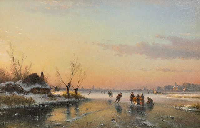 Kleijn L.J.  | Winterscene, oil on panel 33.9 x 52.1 cm, signed l.l.