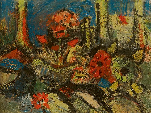 Kruyder H.J.  | Forestflowers, oil on canvas 30.7 x 40.4 cm, painted ca. 1925