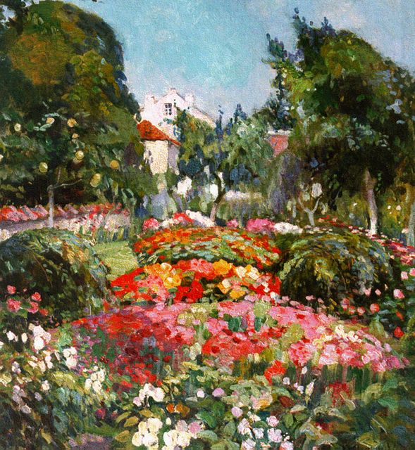 Mathilde du Monceau de Bergendael | Jardin en Brabant, oil on canvas, 59.8 x 50.3 cm, signed l.r. and dated 1917