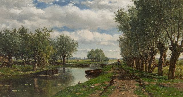 Willem Roelofs | A polder landscape, oil on panel, 25.8 x 48.2 cm, signed l.r.