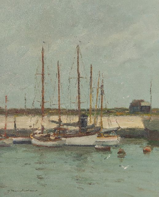 Georg Hambüchen | White boats, oil on canvas, 50.3 x 40.2 cm, signed l.l.