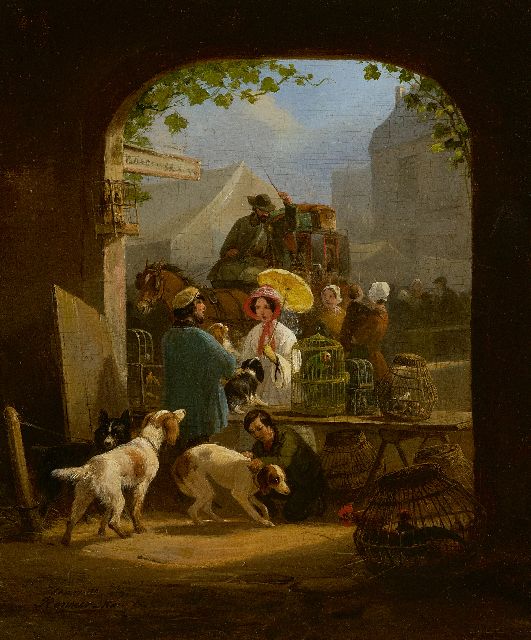 Ronner-Knip H.  | The pet shop, oil on panel 28.2 x 24.5 cm, signed l.l.