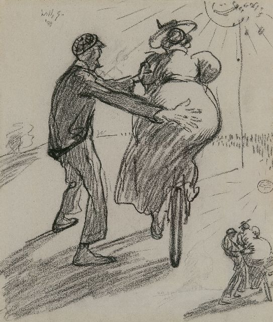 Willy Sluiter | A helping hand, charcoal on paper, 22.5 x 15.0 cm, signed u.l. and dated '08