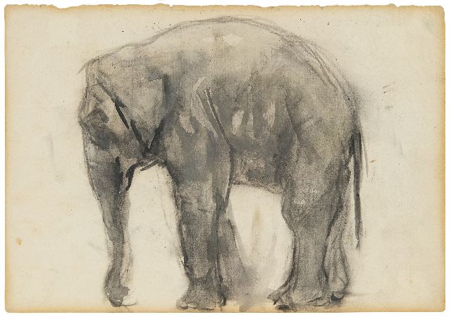 Arntzenius P.F.N.J.  | Elephant, black chalk and gouache on paper 12.7 x 18.4 cm