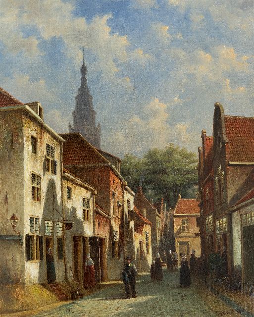 Petrus Gerardus Vertin | Town view with the Sint-Jacobskerk of The Hague, seen from the Westeinde, oil on canvas, 63.2 x 50.5 cm, signed l.r. and dated '73