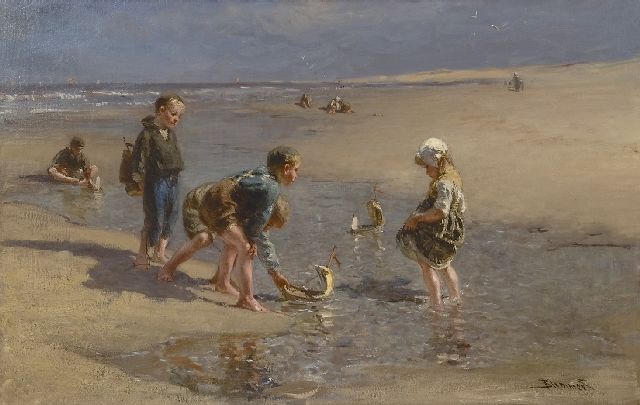Bernard Blommers | The young navigators, oil on canvas, 67.0 x 103.3 cm, signed l.r. and painted ca. 1875