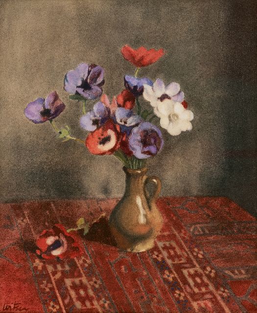 Willem Witsen | Anemones in earthenware vase, watercolour on paper, 44.5 x 37.0 cm, signed l.l. and painted ca. 1920