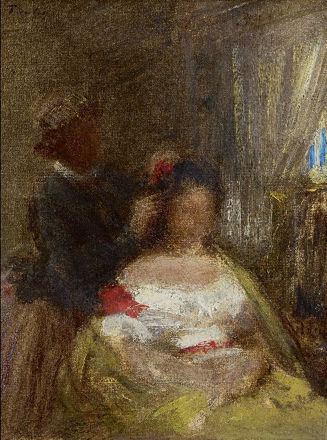 Henri Fantin-Latour | La coiffeuse, oil on canvas, 27.0 x 21.2 cm, signed u.l.