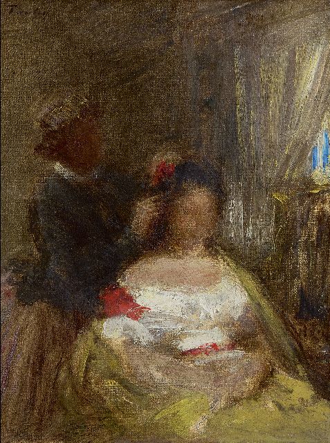 Henri Fantin-Latour | La coiffeuse, oil on canvas, 27.0 x 21.2 cm, signed u.l.