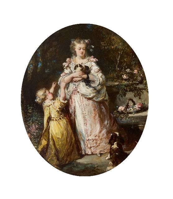 Eugène Isabey | The newborns, oil on canvas, 47.3 x 39.2 cm, signed l.r. and dated 1852