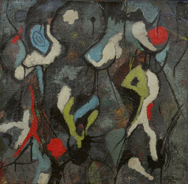 Willy Boers | Imaginative activity, oil on canvas, 60.0 x 58.0 cm, signed l.r. and gedateerd 1949