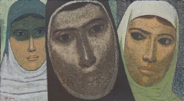 Nuri Iyem | Portrait of three women, oil on canvas, 53.5 x 99.0 cm, signed l.l.