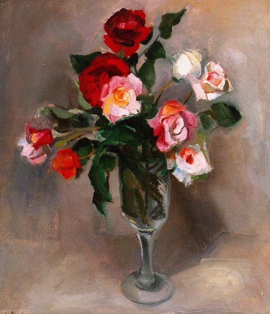 Harrie Kuijten | A still life with roses, oil on canvas, 60.0 x 50.0 cm, signed l.l.