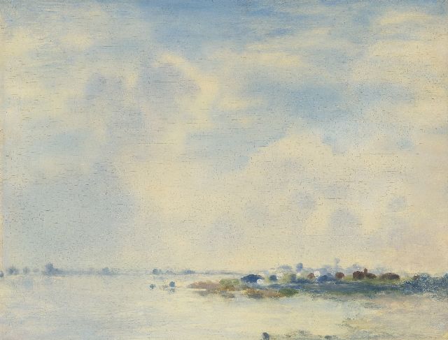 Jan Voerman sr. | Early morning at the river IJssel, oil on panel, 31.1 x 41.0 cm