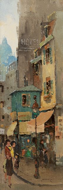 Jan Rijlaarsdam | Alley in Paris, oil on canvas, 70.5 x 24.3 cm