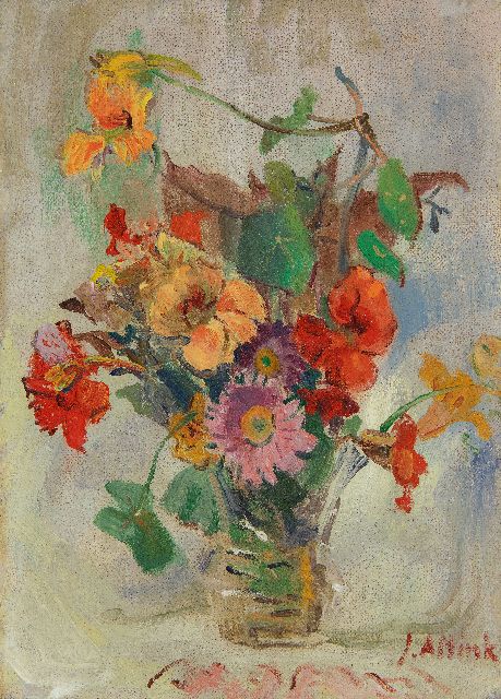 Altink J.  | Summer flowers, oil on canvas laid down on board 39.5 x 28.3 cm, signed l.r.