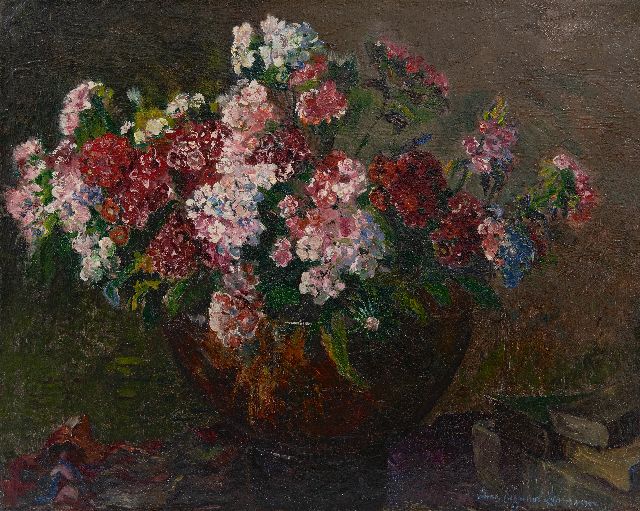 Anna Lehmann | Sweet Williams in a vase, oil on canvas, 40.5 x 50.5 cm, signed l.r.