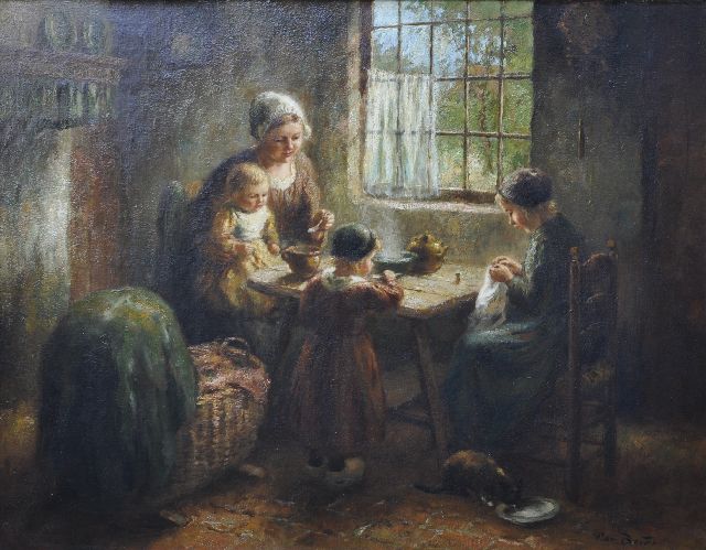 Bouter C.W.  | Around the table, oil on canvas 80.3 x 100.4 cm, signed l.r.