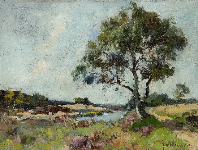 Vuuren J. van | Heather landscape, oil on canvas 19.2 x 25.4 cm, signed l.r.