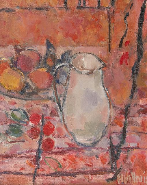 Wolters-Schweitzer M.  | Still life with a white jug, oil on canvas 49.8 x 40.0 cm, signed l.r.