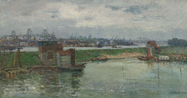 Schulman D.  | A view of the Amsterdam-Rijnkanaal, oil on canvas 40.5 x 75.0 cm, signed l.r. and painted in 1960