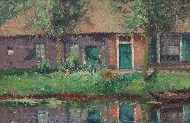 Gerbrand Frederik van Schagen | Farmhouse along a river, oil on canvas, 28.7 x 42.9 cm, signed l.r. and dated '25