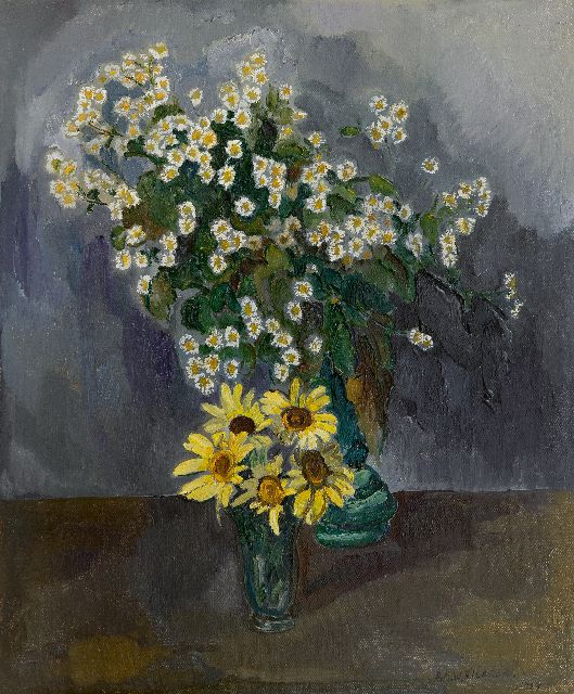 Dirk Filarski | Still life with daisies and sunflowers, oil on canvas, 60.2 x 50.3 cm, signed l.r. and dated 1934