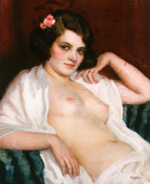 János László Aldor | The artist's model, oil on canvas laid down on painter's board, 48.5 x 39.8 cm, signed l.r.